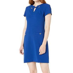 Tommy Hilfiger Crepe Dress with Grommet Detail NWT Marina Blue Size 10